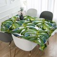 thumbnail image 2 of Large Green Leaf Tablecloth 60x84 Inch Rectangular Tropical Palm Tree Summer Art Bright Oil Painting Oblong Table Cloth Kitchen Table Decorations for Home Dinner Party, 2 of 5