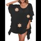 thumbnail image 1 of Traje de Baño de Playa Holgado y con Volantes de Color Liso para Mujer Negro Talla Única, 1 of 8