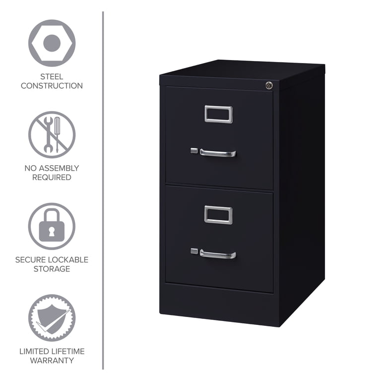 Hirsh 22" Deep Metal 2-Drawer File Cabinet, Black photo 5