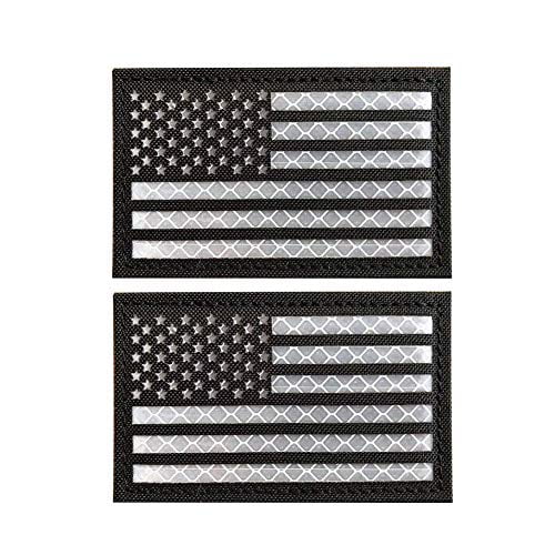 US ARMY TACTICAL Reflective AMERICAN FLAG 3" x 2" Iron on Patch Biker Vest 