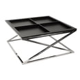 thumbnail image 3 of Empire Art Direct  Black Ostrich Exotic Leather Cocktail Table with Stainless Steel Legs K-D, 3 of 4