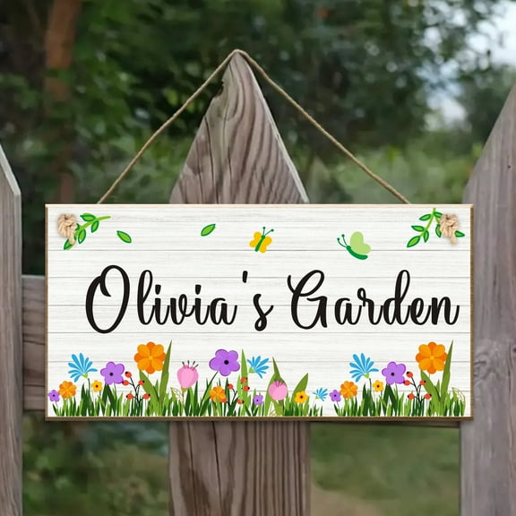 Personalized Wooden Hanging Plaque UV printed Flowers Door Sign Welcome Sign for Front Door Porch Garden Backyard Patio Farm Home Decoration