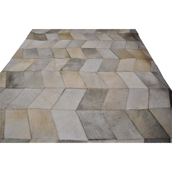 Tapis Exquis Faits à la Main, Cousus, Assortis, en Peau Naturelle, à Chevrons