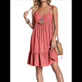 thumbnail image 1 of Vestido de Verano para Mujer 2025, Sin Mangas, con Tirantes Finos y Cuello en V, Informal, Estilo Swing. Coral S, 1 of 8