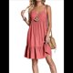 thumbnail image 1 of Vestido de Verano para Mujer 2025, Sin Mangas, con Tirantes Finos y Cuello en V, Informal, Estilo Swing. Coral S, 1 of 8
