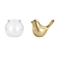 thumbnail image 1 of Elegante Jarrón Transparente Con Pecera Y Figura De Pájaro Dorado, Escultura Animal Moderna Para Mesa De Oficina, Decoración Del Hogar Y Regalos De Inauguración De La Casa., 1 of 8