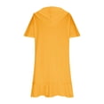 thumbnail image 6 of asdoklhq Summer Plus Size Dresses Mother Of Bride Dresses Women's Solid Color Short Sleeve Hooded Flared Casual Loose Dress Yellow S, 6 of 9