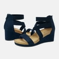 thumbnail image 5 of Dream Pairs Women's Elastic Ankle Strap Sandals Wedge Open Toe Platform Sandals Nini-3 Navy Size 10, 5 of 7