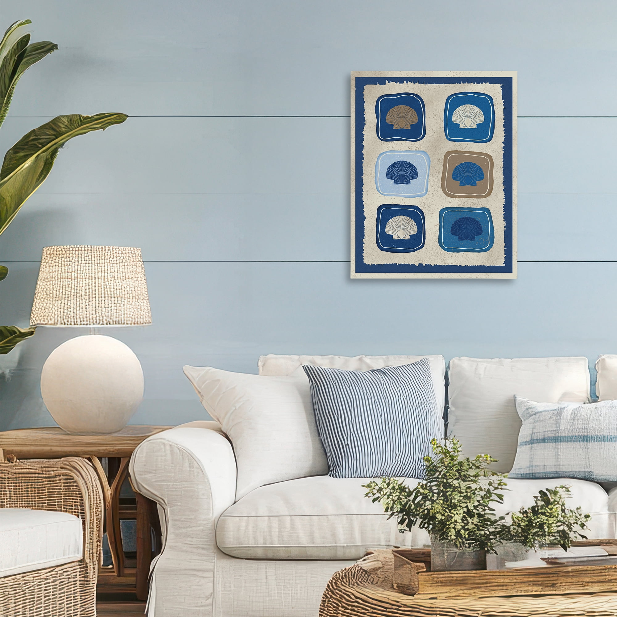 Stupell Industries Nautical Block Shells Canvas Wall Art, design by Julia Frost