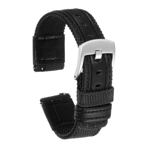 Uxcell Nylon Watch Band 18mm Quick Release Canvas Watch Strap with Silver Stainless Steel Buckle for Men Women, Black