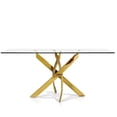 thumbnail image 1 of Corey Dining Table in Gold, Rectangle Dining Table, Glass Dining Table, Modern Rectangle Dining Table, Kitchen Dining Table with Tempered Glass, Rectangular Dining Table with Polished Stainless Steel, 1 of 2