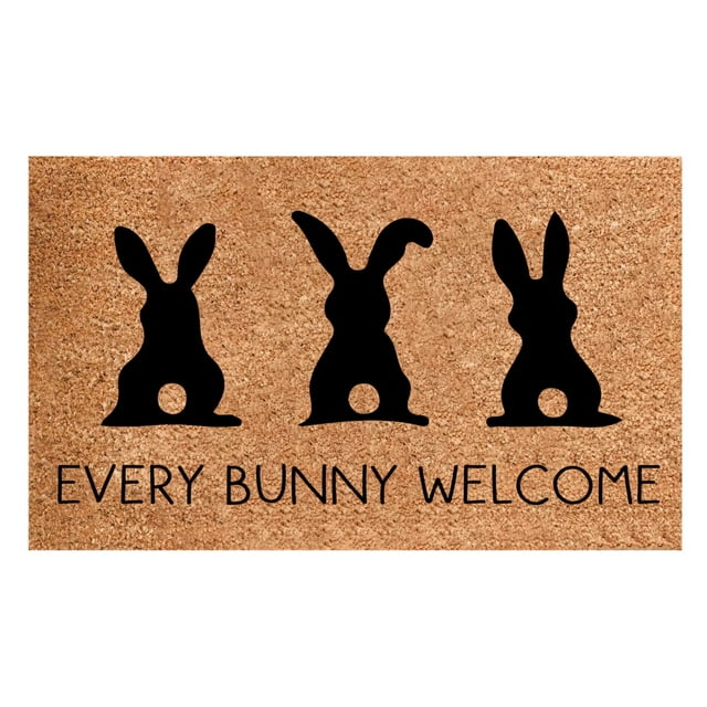 Happy Easter Entrance Doormats Personalized Front Porch Mat Decor Rugs with Rubber Back Easter Bunny Welcome Doormat Outdoor Entrance - Non-Slip Backing Spring Doormat for Indoor Outside Home 16"X24"