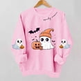 thumbnail image 5 of FAVIPT Halloween Sweatshirts for Women Cute Pumpkin Ghost Print Pullover Long Sleeve Crew Neck Casual Loose Sweatshirt Pink,XXXL, 5 of 6