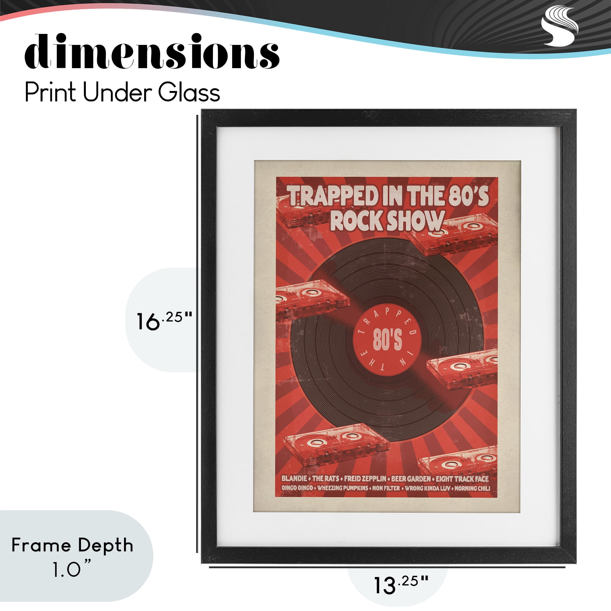 Stupell Industries Trapped in 80s Rock Show Black Framed Print Under Glass, design by Old Red Truck
