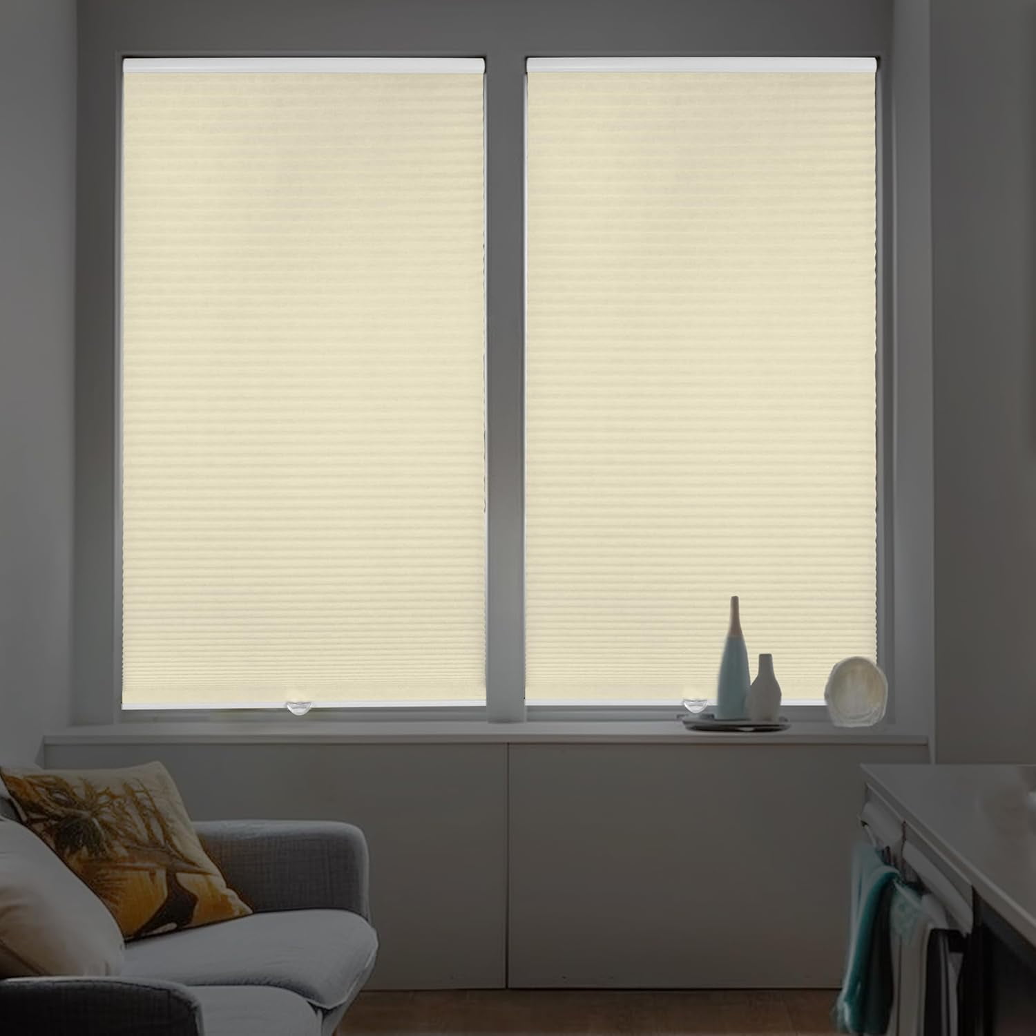 Chicology Beige Cordless Light Filtering Cellular Shades 64.75 in. W x 72 in. L