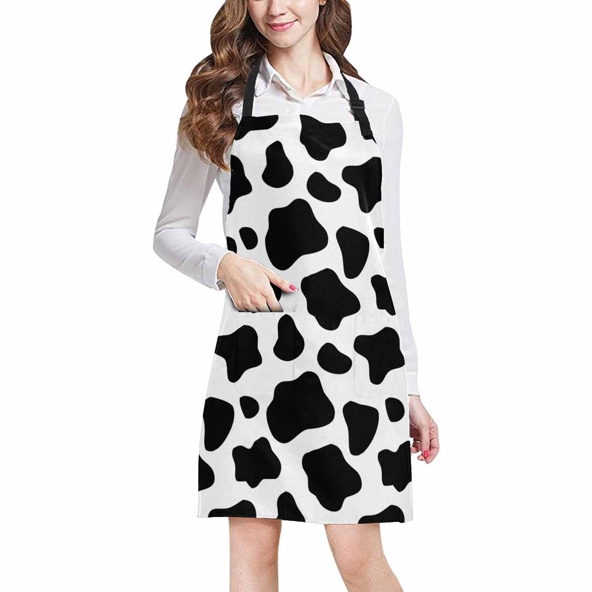 ASHLEIGH Hipster Funny Cattle Milk Cow Prints Black and White Doodle Unisex Adjustable Bib Apron with Pockets for Women Men Girls Chef for Cooking Baking Gardening Crafting