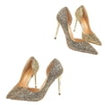 thumbnail image 3 of Shoes For Women High Heels Elegant Look Shape Golden Comfortable Dress Shoes 1Pair, 3 of 5