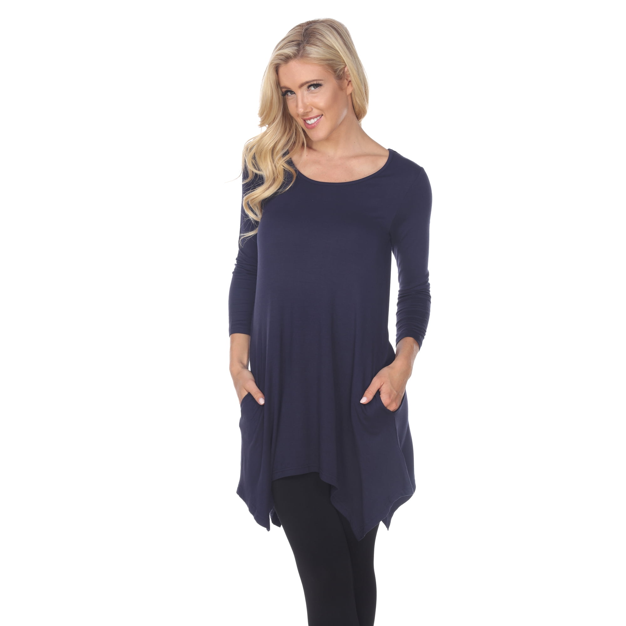 White Mark Women's Solid Color Tunic Top