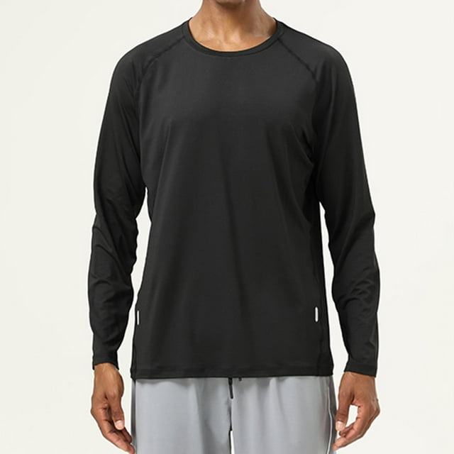 Haut d'Entraînement Entraînement Physique Couleur Unie Séchage Rapide Extérieur Manches Longues Col Rond