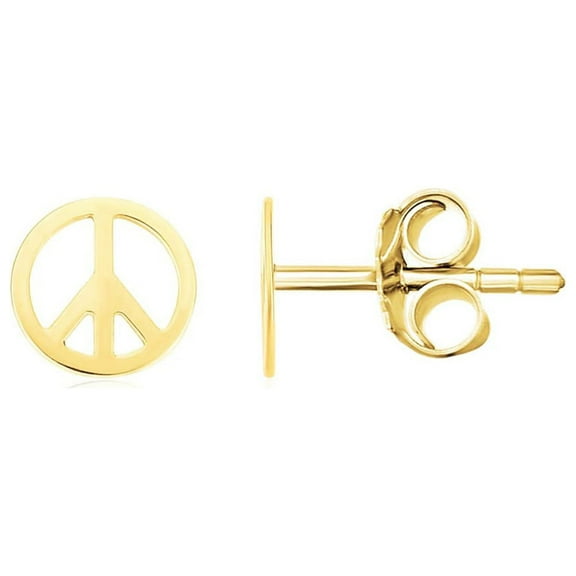 14k Yellow Gold Post Earrings with Peace Signs