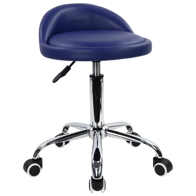 Taburete giratorio ajustable KKTONER de piel sintética PU con ruedas azul