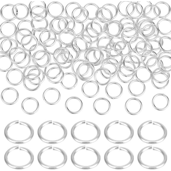 100pcs 925 Sterling Silver Plated Jump Rings 8mm Open Jump Rings Brass Jewelry Connector Ring 18 Gauge Unsoldered O Ring for Earrings Bracelets Necklaces Chain Choker DIY Craft Making