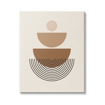 Stupell Industries Brown Shapes on Beige Abstract Painting Gallery Wrapped Canvas Print Wall Art, 16 x 20