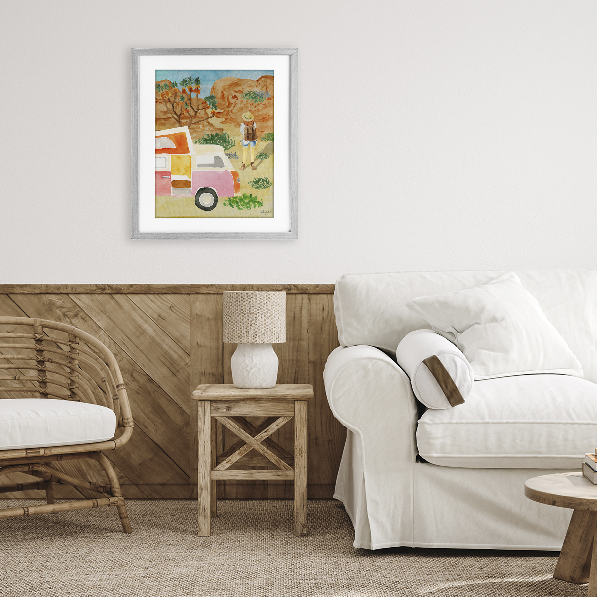 Stupell Industries Mojave Desert Road Trip Gray Framed Print Under Glass, design by Hillary Holt