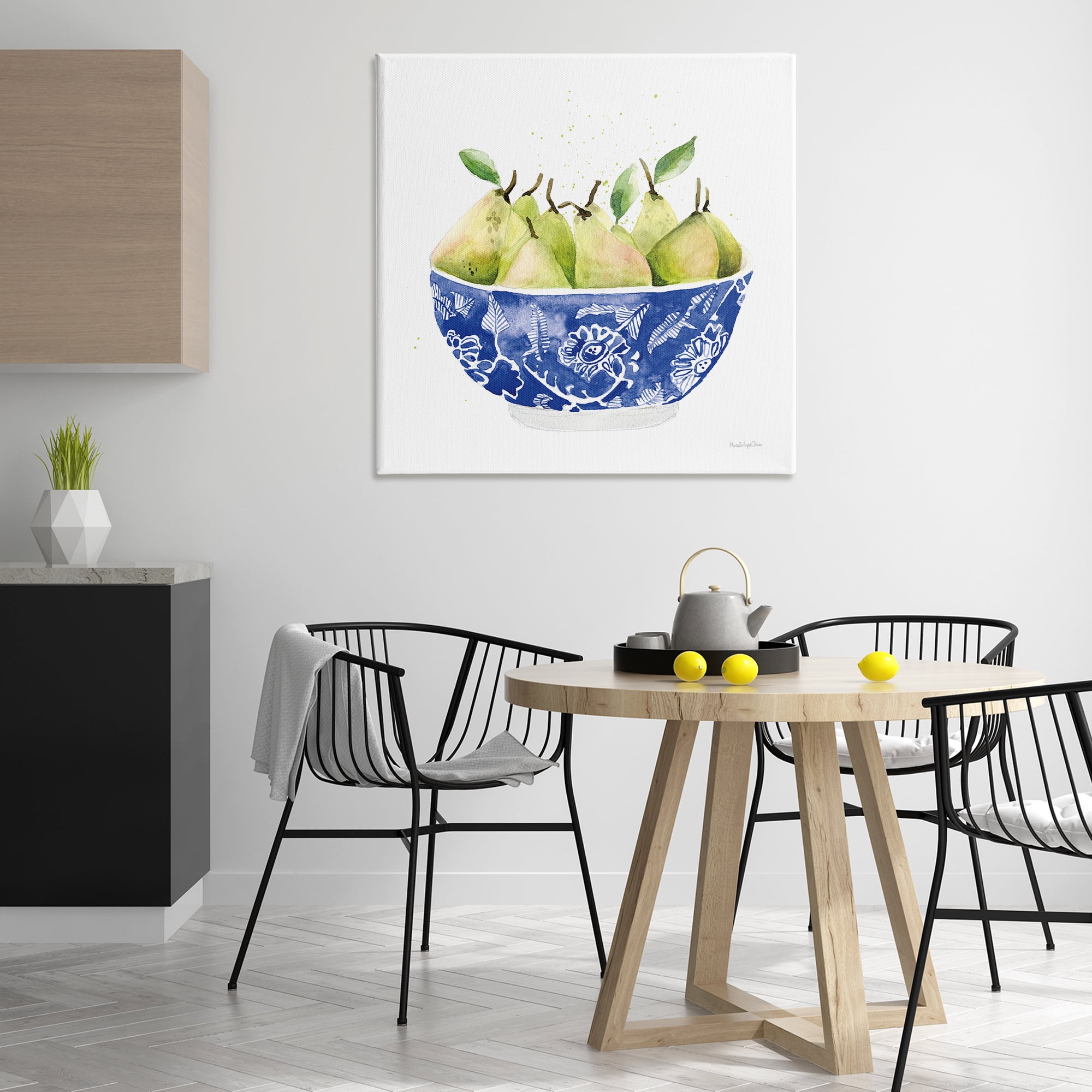 Stupell Industries Elegant Bowl of Pears Food & Beverage Painting Wrapped Canvas Art Print Wall Art, 36 x 36