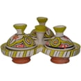 thumbnail image 2 of Spice Holder Moroccan Seasoning Handmade Tagine Triple Container Storage Organizer, 2 of 5