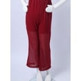 thumbnail image 7 of YONGHS Kids Girls Sleeveless High Waist Long Wide Leg Jumpsuit Romper Pants 4-14 Burgundy 6, 7 of 7