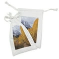 thumbnail image 2 of Autumn Fabric Pouch Set of 2, Colorful Fall Season in Colorado with Snowy Mountain and Trees, Small Drawstring Bag for Toiletries Masks and Favors, 9" x 6", Orange Pale Ceil Blue, by Ambesonne, 2 of 2