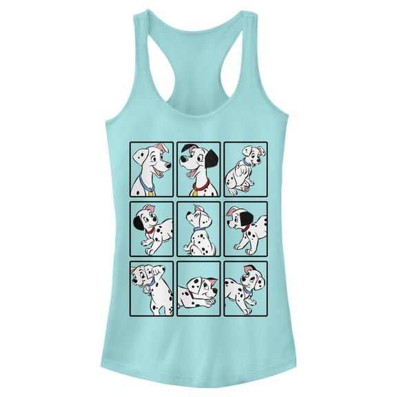 Junior's One Hundred and One Dalmatians Family Grid  Racerback Tank Top Cancun 2X Large