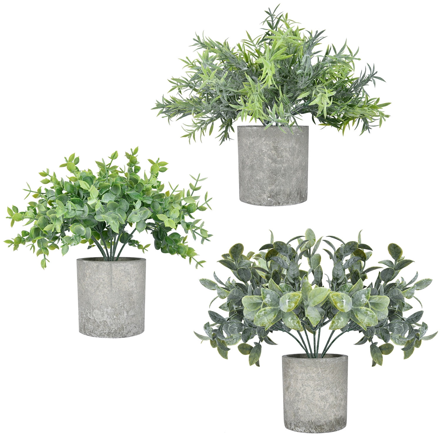 Coolmade 3 Pack 8' Height Green Mini Fake Plants, Artificial Wheat Grass Potted Plants