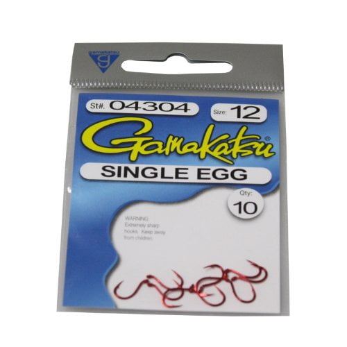 Gamakatsu Single Egg Red 14, 10 Hooks P/P
