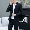 thumbnail image 4 of Traje (Blazer + Pantalones) moda masculina Casual caballero trabajo Color sólido tendencia al aire libre negocios boda ligero traje de banquete de lujo, 4 of 5