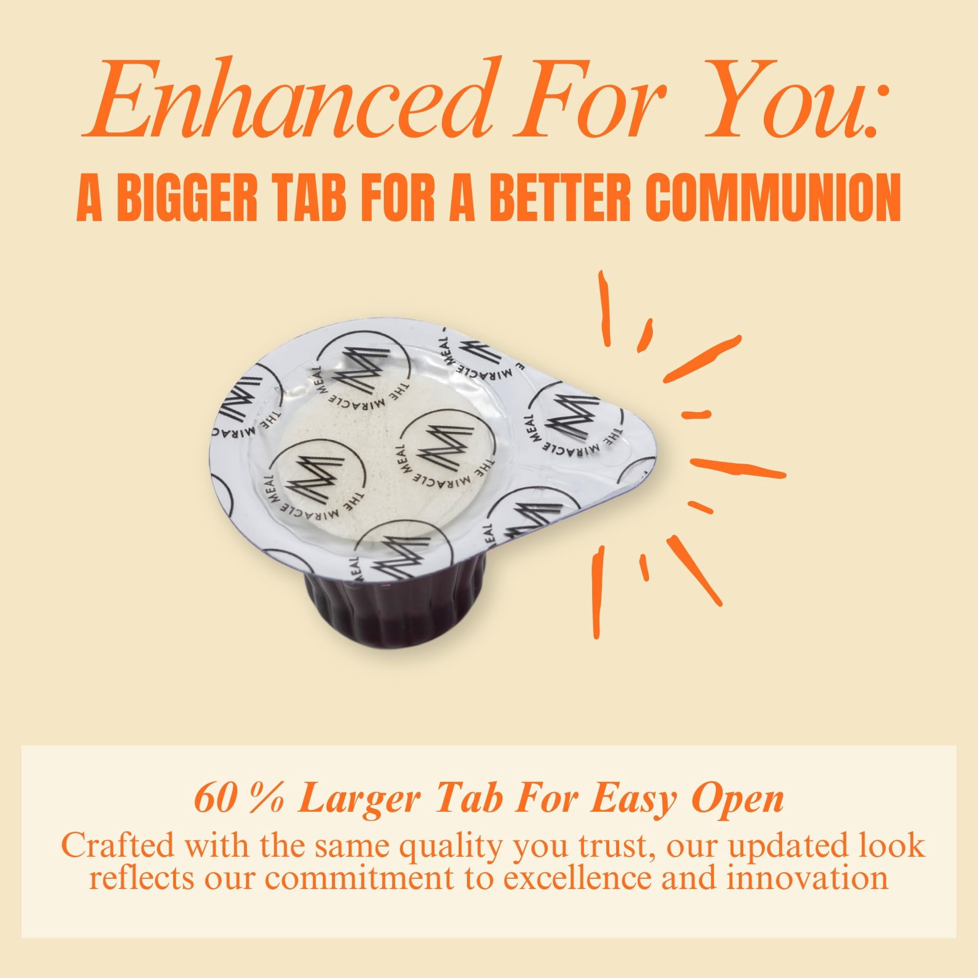 Discovery Products Pre-Filled Communion Cups with Larger Tab and Wafer Set - Box of 100 - Made with Concord Grape Juice & Wafer - Made in the USA