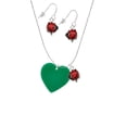 thumbnail image 2 of Delight Jewelry Acrylic 1" Green Heart Red Lucky Ladybug Necklace and Dangle Earrings Set, 2 of 6