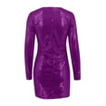 thumbnail image 5 of YMNXA Womens Dress Long Sleeve V Neck Solid Color Sequin Elegant Comfortable Dresses For Party Purple M, 5 of 5
