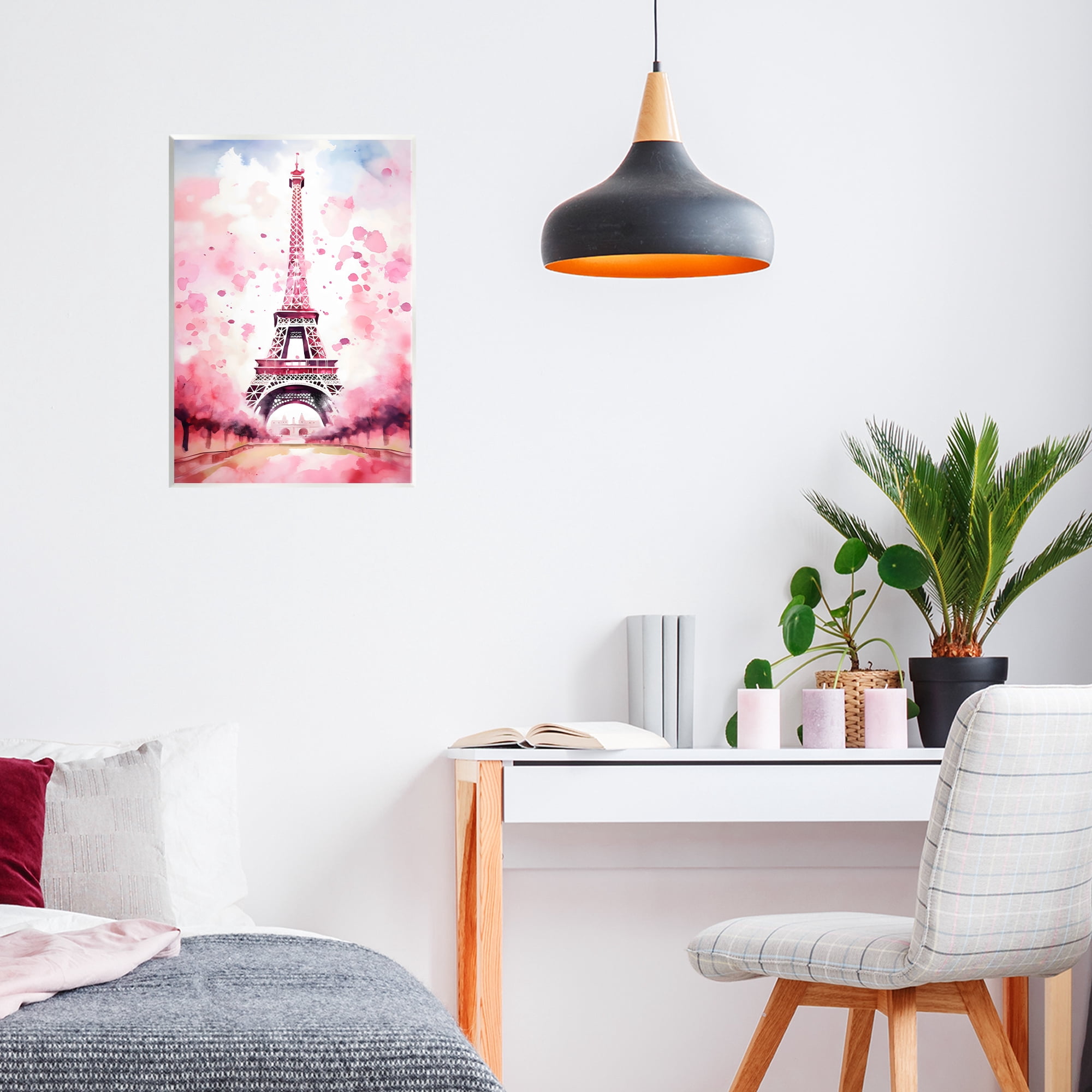 Stupell Industries Blush Watercolor Eiffel Tower Wall Plaque Art, design by Creative Studio
