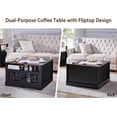 thumbnail image 3 of Square Farmhouse Coffee Table with Lift-Up Top and Hidden Storage for Living Room, Black Rustic Center Table, 3 of 6