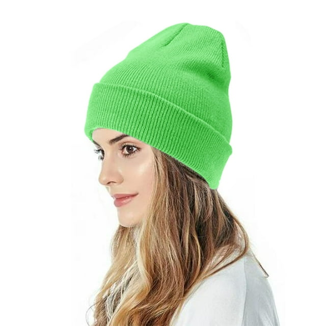 Bérets à Moins de 5 $ Verts Unisexe Bonnet Tricoté Automne et Hiver Couple Simple Bonnet à Enfiler
