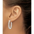 thumbnail image 3 of Sterling Silver Platinum-Plated Diamond Mystique Hoop Earrings (30 X 29.65) Made In United States qdf190, 3 of 5