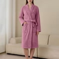 thumbnail image 2 of Terry Cloth Robes for Women Long Plush Bathrobe with Pockets Wrap Cozy Lounge Wear Hotel Spa Soft Comfortable Sleepwear Gift Purple, 2 of 8
