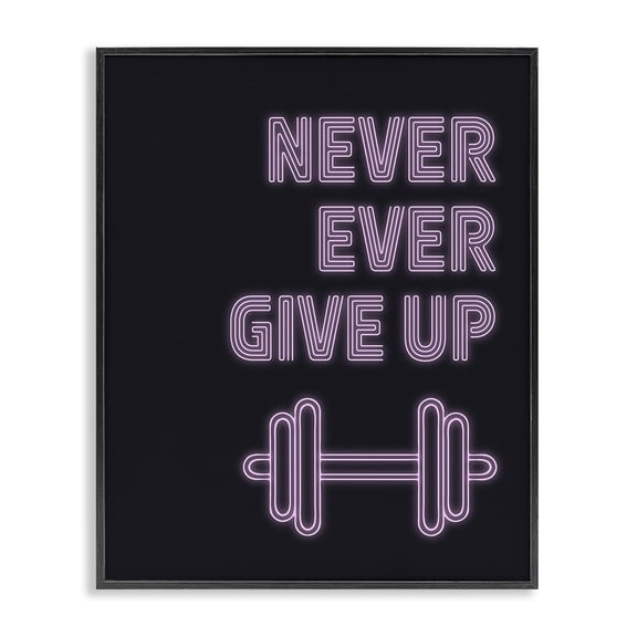 Stupell Industries Contemporary Never Ever Give Up Black Framed Giclee Art, 16 x 20, by Victoria Barnes