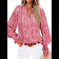 thumbnail image 1 of Blusa de Estilo Bohemio con Cuello en V y Mangas Largas, Estilo Floral, Informal, Holgada, de Verano, con Mangas Abullonadas para Mujer. Rojo XXL, 1 of 6