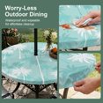 thumbnail image 5 of Round Outdoor Tablecloth with Umbrella Hole and Zipper, Tropical Palm Tree Tablecloth with Elastic Waterproof, Turquoise White Plants Coastal Leaf Beach Patio Table Covers for 55" - 60" Pool Tables, 5 of 9