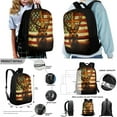 thumbnail image 2 of ZUXONGSY Vintage American Flag Elk Cross Print Patriotic Kids Backpack for Kids Toddler Girls 4 Piece Backpack Set with with Lunch Box Bag,Handbags Pencil Case and Water Pouch Back to School Gifts, 2 of 6