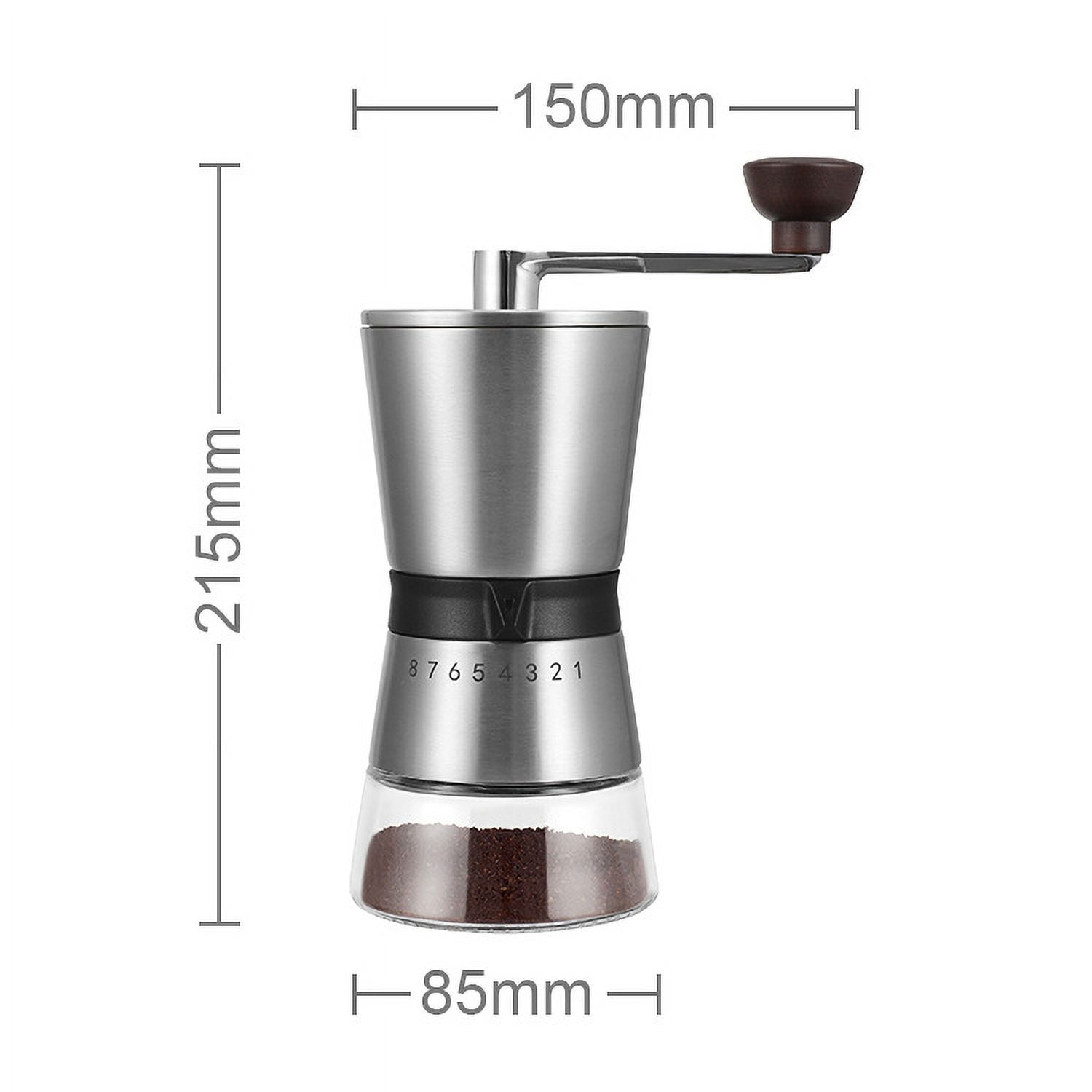 Yl-YANG Manual Coffee Grinder - 8 Adjustable Coarseness Settings, Hand Crank Coffee Mill, Large Capacity, Portable Hand Coffee Grinder for Moka pot, French Press, Drip, Espresso, Gift15*8.5*21.5cm