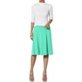 thumbnail image 2 of Prolriy Jupes pour Femmes, Jupe Évasée Basique Extensible Simple et Confortable, Longueur Genou, Vert Menthe P, 2 of 8